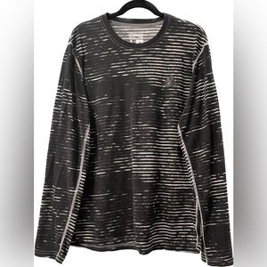 Adidas Long Sleeve Athletic Tee Shirt,  Heathered Black / Gray, Men’s Sz L